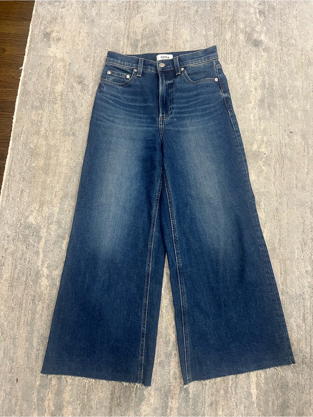 Pistola Lana Denim Wide-Leg High-Rise crop Jeans in Broadway